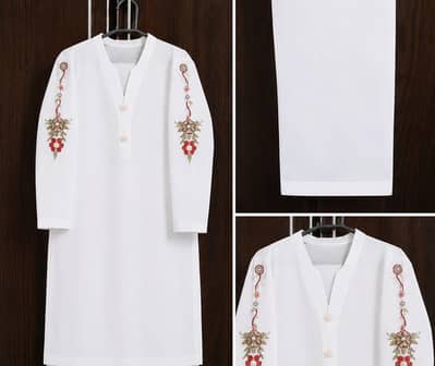 Elegant White Embroidered 2-Piece Suit