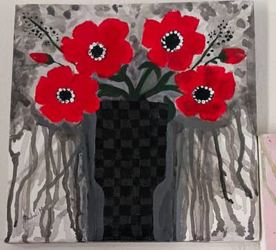 Flower Painting with an abstract background