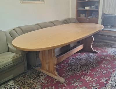 Solid Pine Wood Large Oval Dining / Conference Table (95" x 47")