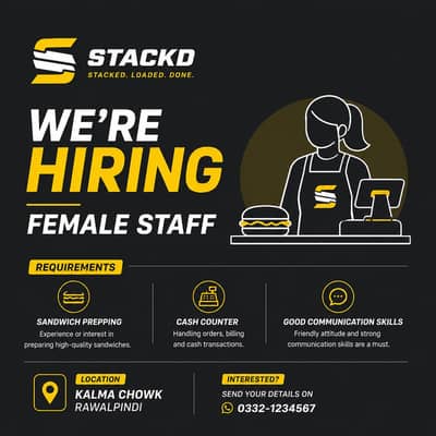 Female staff needed for a restaurant