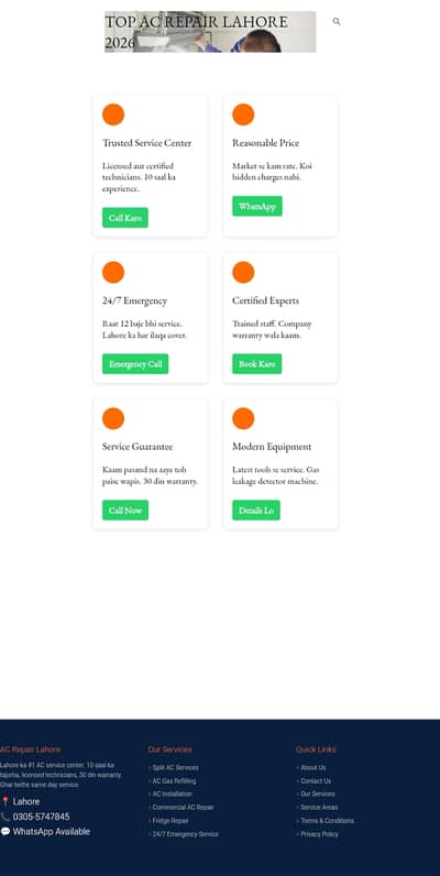 Professional AC Repair Website - Mobile Ready - WhatsApp Integrate