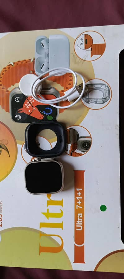 Ultra smart watch with ear buddes and 7 strapes urgent sale