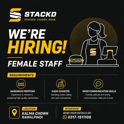Female staff needed for a restaurant