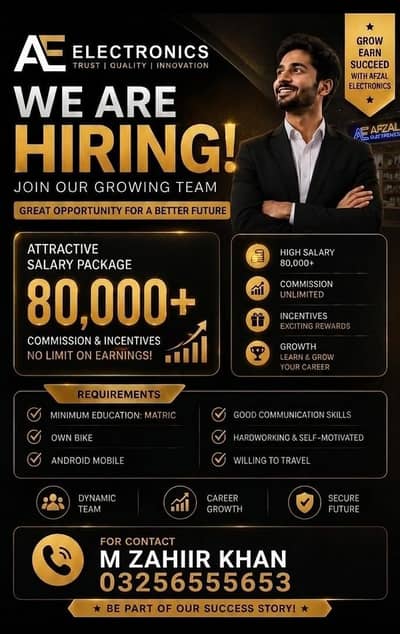urgent Required staff for AfZal electronics