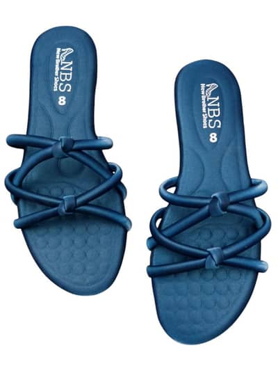 Comfortable Navy Blue Casual Flat Sandals For Women