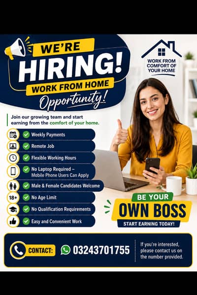 Otp Work Staff required urgently, Work from home.