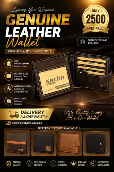 Genuine Leather Trifold Wallet/ Chocolate Brown/ Men's Wallet