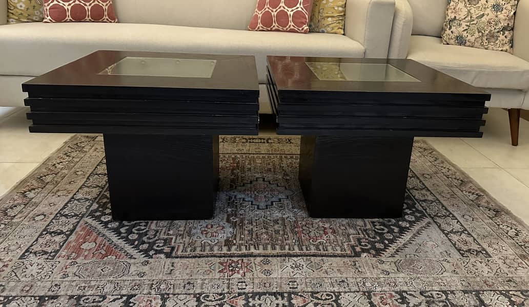 2 solid wooden side tables 1