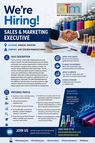 Sales & Marketing Executive - Textile Chemicals