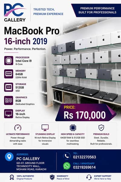 MacBook Pro 16-inch 2019 Laptop Core i9 8-Core 64GB/512GB 8GB Graphic