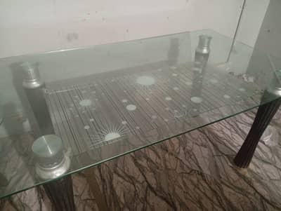 double glass dining table