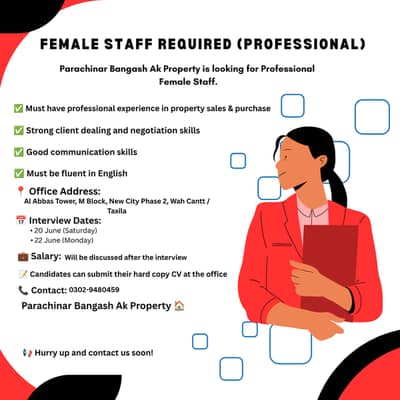 Female Staff Required – Property Sales Office (Professional)