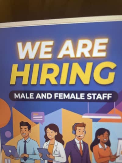 We are hiring male female staff