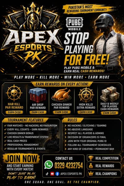 PUBG TOURNAMENT; Per kill base rewards without chicken dinner