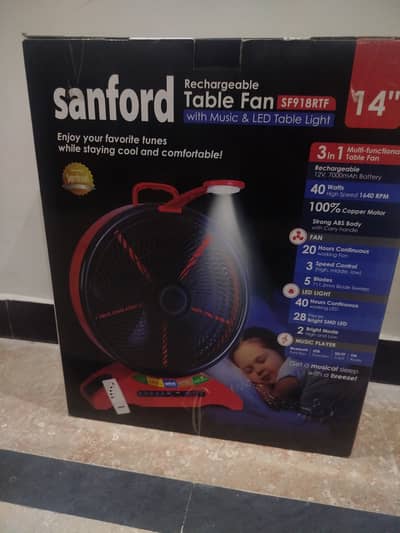 Sanford Rechargeable Table Fan, 14 Inches, 40W, SF-918RTF