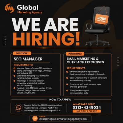 WE ARE HIRING – SEO MANAGER & EMAIL MARKETING EXECUTIVES