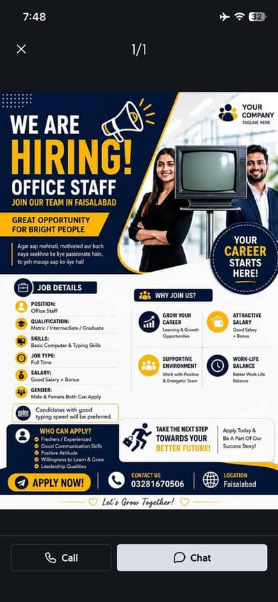 Staff Required: male or female