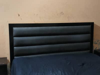 Wood bed set along with side table, mattress and Dressing table comple