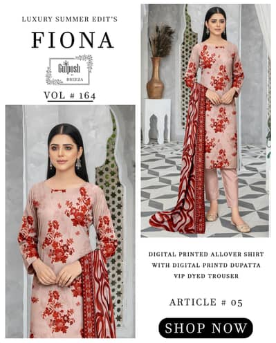 Elegant Women's 3-Piece Embroidered Lawn Suit
