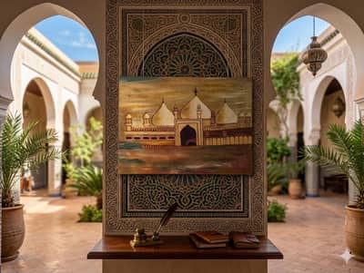 badshahi mosque Lahore oil paint on canvas
