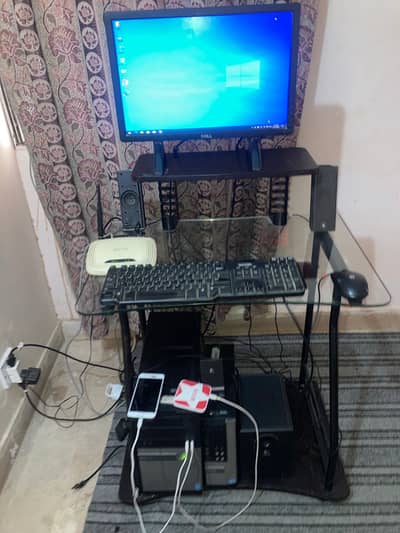 glass computer trolley for sale in good condition