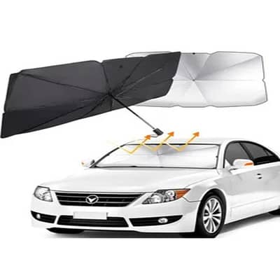 Premium Car Windscreen Sunshade Umbrella Black And Silver