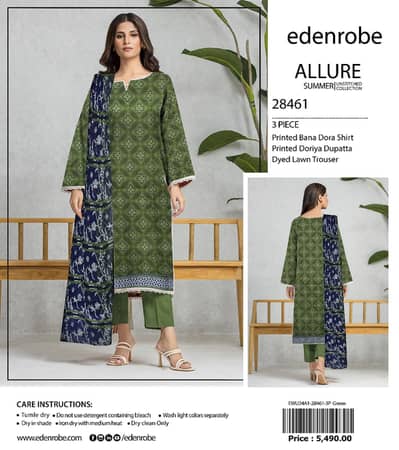Elegant Green Printed 3-Piece Unstitched Lawn Suit – Summer Collectio