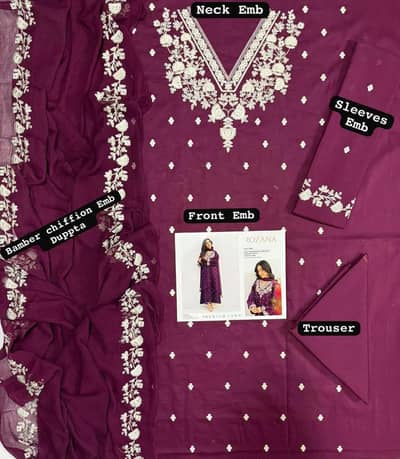 3 piece womens stitched