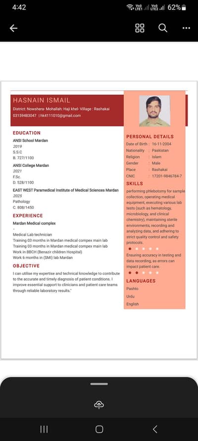 Certified Medical Lab Technician &  Phlebotomist Available