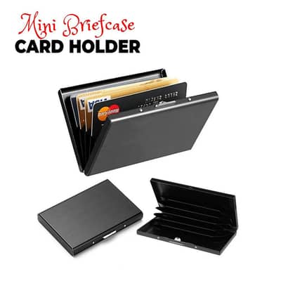 Mini Briefcase-Style Aluminum Card Holder for Professionals.