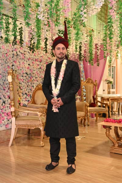 Black sherwani with kulla and inner