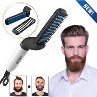 Fast Heat-Cooling Ionic Beard and Hair Straightener with Detachable Plug for Men