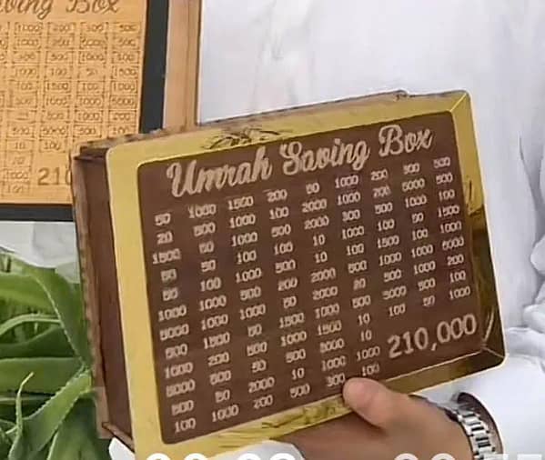 Umrah Savings Box 280 Days: Wooden Money Jar for Hajj and Umrah, Halal Savings Plan