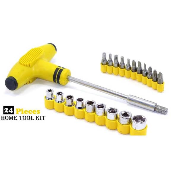 T Tool Set, Pack of 24: Screwdriver Kit with Handle, Sockets and Bits