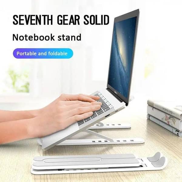 High Quality Laptop Stand in Silver & Black with Detachable Single & Dual Fans, Adjustable Height, Anti-Slip Rubber Grip, ABS Plastic, Portable and Foldable