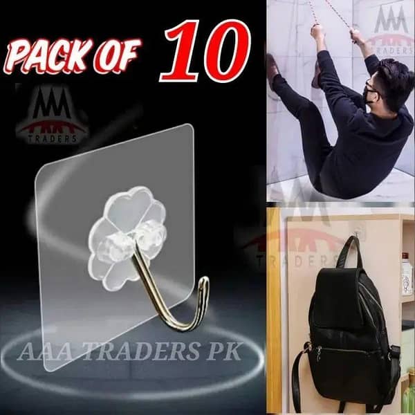 Pack of 10 Pcs Adhesive Suction Cup Hooks – Heavy Duty Wall, Ceiling, and Door Hangers