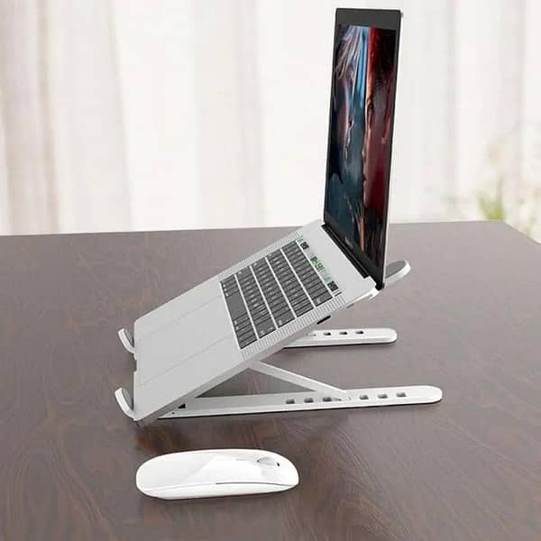 Laptop Stand Silver & Black with Detachable Single & Dual Fans, 7-gear Height Adjustment, Anti-Slip Rubber, Full Metal Body, Portable and Foldable