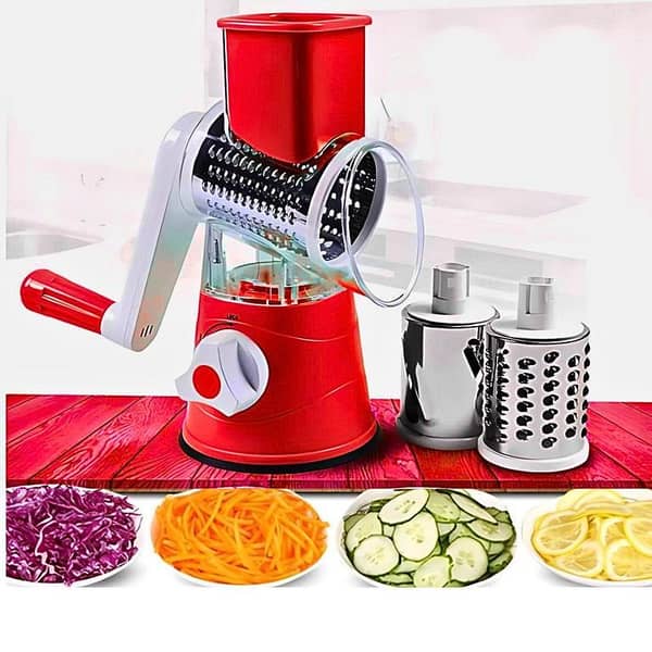 Multi-Functional Tabletop Drum Grater Manual Vegetable Cutter Slicer & Grater Chopper