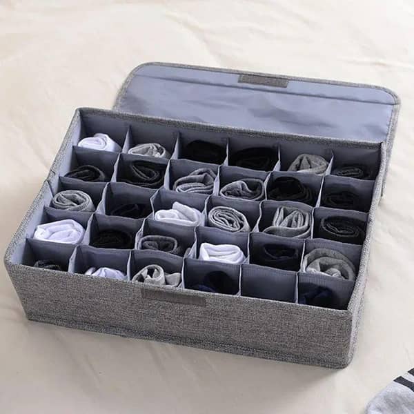 30 Grids Underwear Socks Storage Organizer With Foldable Closet Drawer Divider