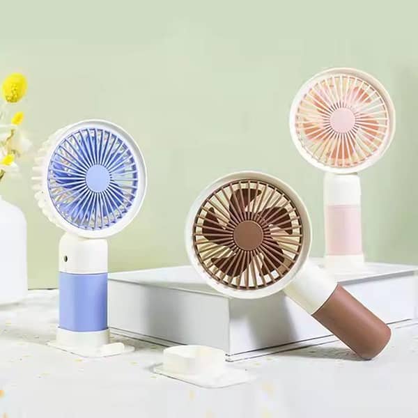Cute Mini Rechargeable Fan with Mobile Phone Holder