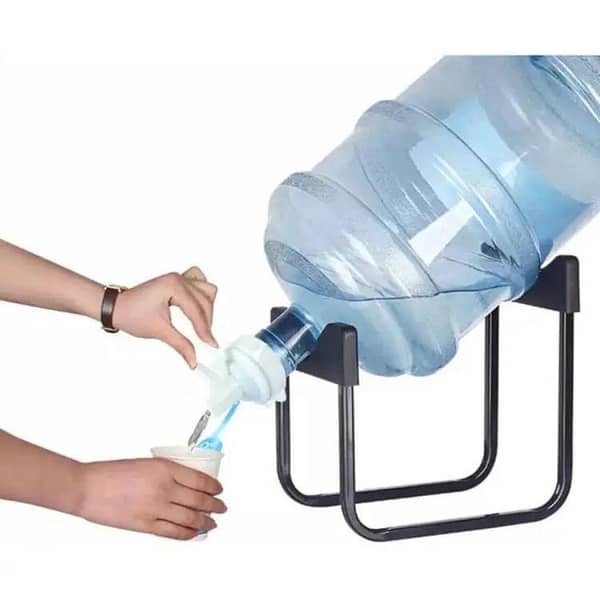 2 pic Water Bottle Stand Metal Rack Dispenser Water Jug Holder Non-Screw with Water Tap