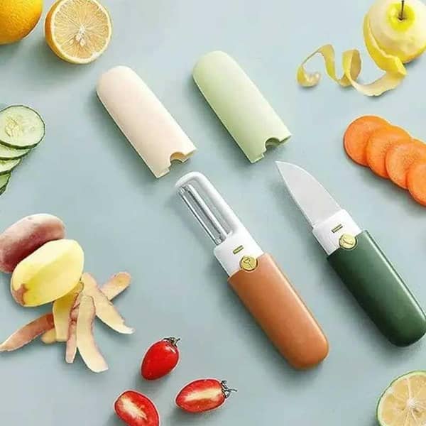 2 In 1 Fruit Cutting Knife and Peeler Stainless Steel 2 In 1 Fruit Cutting Knife and Peeler Stainless Steel  Best For Kitchen