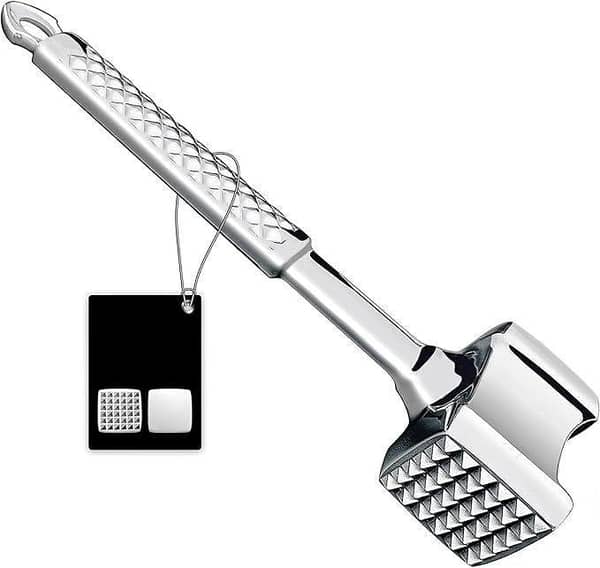 Meat Tenderizer Mallet Stainless Steel, Premium Meat Hammer Tenderizer, Kitchen Mallet for Chicken, Conch, Veal Cutlets & Beef, Steak Pounder Flattener, Non-Slip Grip