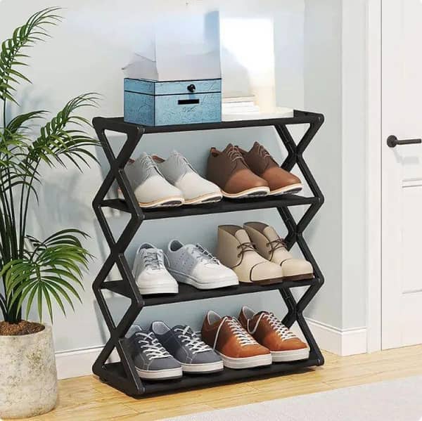 Household Simple Multi 3-Layer X-Shaped Shoe Rack, Space-Saving Multi-Functional Shoe Cabinet