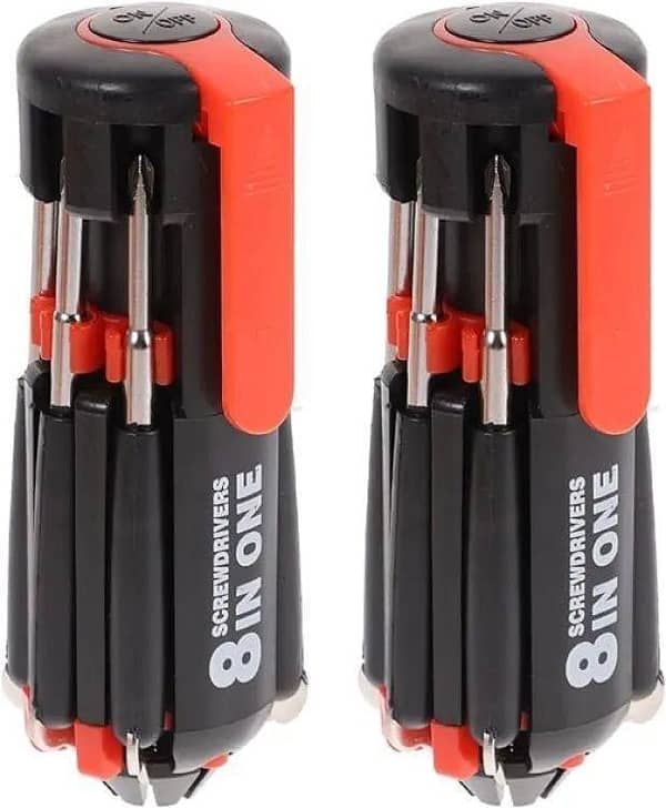 8-in-1 Screwdriver Tool Kit with LED Torch – Magnetic CRV Steel, Insulated Handle, Compact Portable Set