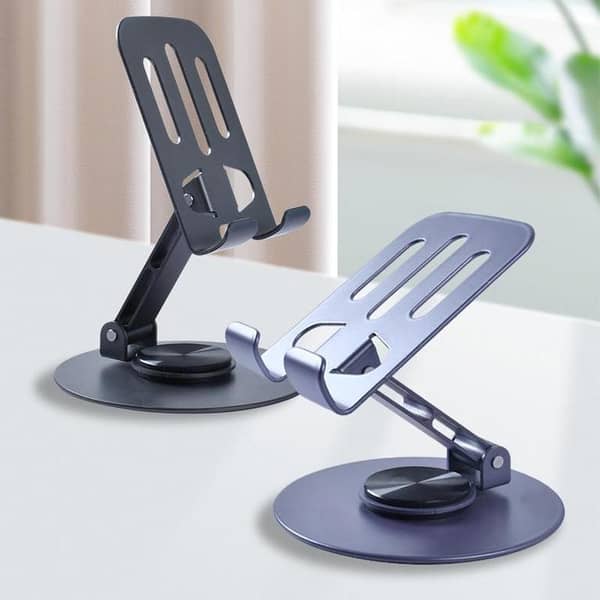 Multi-Angle 360° Rotating Metal Phone & Tablet Stand, Foldable and Universal