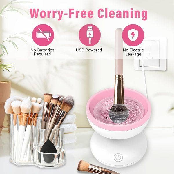 Electric Makeup Brush Cleaner Machine - Automatic, USB Rechargeable, Gentle on Bristles | Random Color (Smart Makeup Cleaner Brush)