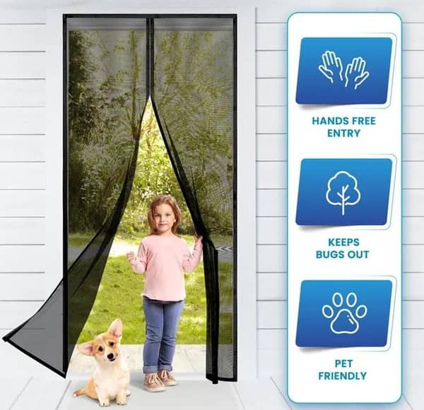 Magic Mesh Deluxe Hands-Free Magnetic Screen Door Mesh Curtain