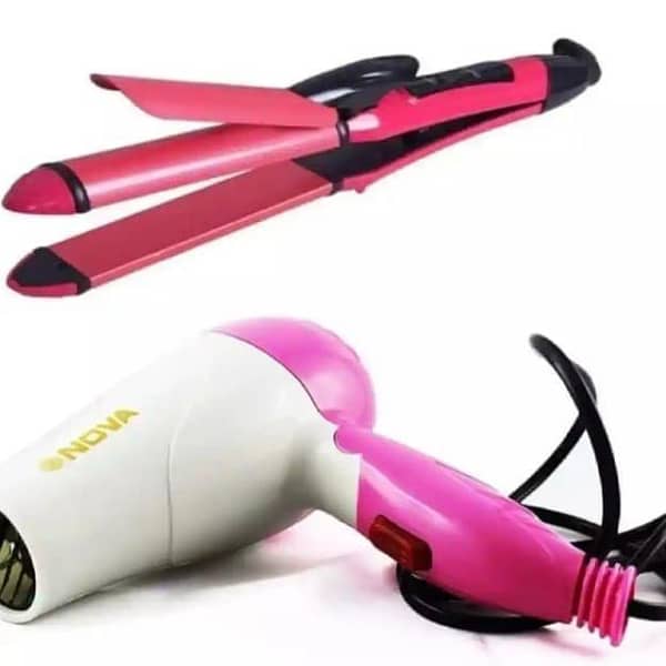 Nova Combo: 2-in-1 Hair Dryer and Hair Straightener & Curler (Pack of 2)
