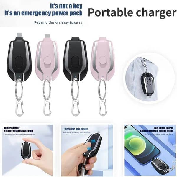 Keychain Phone Charger – Retractable Power Bank with Fast Charging